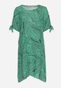 Zielona Trapezowa Sukienka z Bawełny z Krótkim Rękawem Vivantia