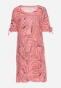 Różowa Trapezowa Sukienka z Bawełny z Krótkim Rękawem Vivantia