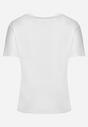 Biały T-shirt z Ozdobnym Nadrukiem i Cyrkoniami Moariss