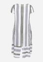 Biało-Granatowa Bawełniana Sukienka z Krótkim Rękawem Oceanima