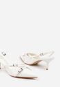 Białe Sandały na Szpilce ze Sprzączką Ozdobione Klamerkami Dimna
