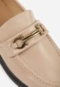 Beżowe Płaskie Mokasyny z Metalową Klamrą Evelithia