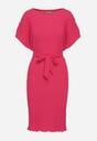 Fuksjowa Sukienka pudełkowa z Materiałowym Paskiem Imoolia