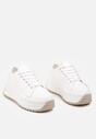 Białe Sznurowane Sneakersy Trampki na Grubej Podeszwie z Ozdobnym Bieżnikiem Sanque