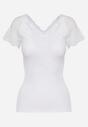 Biały T-shirt z Koronkową Wstawką Quonolia
