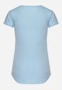 Jasnoniebieski Klasyczny T-shirt z Bawełny Ozdobiony Nadrukiem Getantia