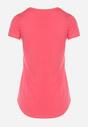 Różowy Klasyczny T-shirt z Bawełny Ozdobiony Nadrukiem Getantia