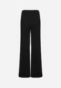 Czarne Szerokie Spodnie z Wysokim Stanem i Wiskozą Ozdobione na Dole Rozcięciami Xolea