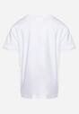 Biała Koszulka Bawełniany T-Shirt z Krótkim Rękawem i Nadrukiem Voravia