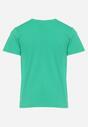 Zielona Koszulka Bawełniana z Dużym Nadrukiem na Przodzie Dimennia