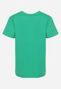 Zielona Koszulka T-shirt z Nadrukiem Śmiesznego Kota Ellari