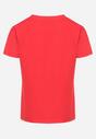 Czerwona Klasyczna Bawełniana Koszulka z Ozdobnym Nadrukiem Dimitha