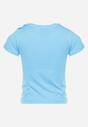 Niebieska Koszulka T-shirt z Elastycznej Bawełny z Zabawnym Nadrukiem Varnalia