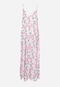 Różowa Sukienka z Wiskozy na Regulowanych Ramiączkach ze Ściągaczem w Kwiaty Zopolia