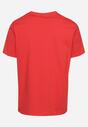 Czerwona Bawełniana Koszulka T-shirt z Nadrukiem Dorolia