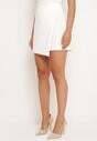 Białe Spódnico-Szorty z Wysokim Stanem Zapinane na Suwak Nestadella