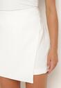 Białe Spódnico-Szorty z Wysokim Stanem Zapinane na Suwak Nestadella