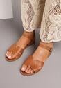 Brązowe Płaskie Sandały Skórzane z Ozdobnymi Wycięciami Risalise