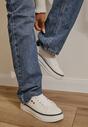 Biało-Granatowe Casualowe Sneakersy na Grubej Podeszwie z Metalicznymi Wstawkami Vailia