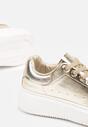 Złote Płaskie Sneakersy Vices z Metalicznym Wykończeniem Syliyana