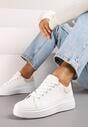 Biało-Beżowe Klasyczne Sznurowane Sneakersy na Grubej Podeszwie Tiadorae