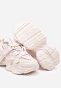 Różowe Płaskie Buty Sportowe Sneakersy na Rzep z Ozdobnym Sznurowaniem Testranie