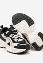 Czarno-Beżowe Sneakersy na Grubej Podeszwie Zapinane na Rzep z Ozdobnymi Sznurowaniami Testari