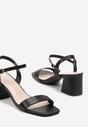 Czarne Klasyczne Sandały na Niskim Obcasie Testel