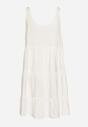 Biała Bawełniana Rozkloszowana Sukienka na Ramiączkach z Falbanami Criselles