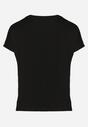Czarny T-shirt z Bawełny z Kokardkami Ozdobionymi Cyrkoniami Rissamore