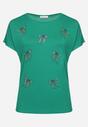 Zielony T-shirt z Bawełny z Kokardkami Ozdobionymi Cyrkoniami Rissamore
