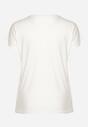 Biały Klasyczny T-shirt z Bawełny Ozdobiony Nadrukiem i Cyrkoniami Kristinae