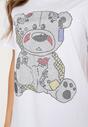 Biały Bawełniany T-shirt Wykończony z Przodu Cyrkoniami Hulilla