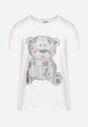 Biały Bawełniany T-shirt Wykończony z Przodu Cyrkoniami Hulilla