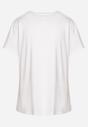 Biały T-shirt Koszulka z Bawełny z Ozdobnymi Cyrkoniami Risani