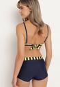 Zielono-Granatowe Bikini Dwuczęściowe Stanik z Usztywnionymi Miseczkami Szorty z Paskiem Vivadia