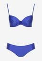 Niebieskie  Dwuczęściowe Bikini Biustonosz z Aplikacją Majtki Typu Figi Vikrria