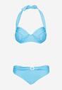 Niebieskie 2-Częściowe Bikini Stanik Zapinany na Szyi Majtki z Ozdobną Aplikacją Peviana