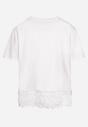 Biały Klasyczny T-shirt z Bawełny Ozdobiony Koronką Irrlea