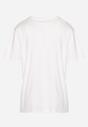 Biały Bawełniany T-shirt z Krótkim Rękawem Ozdobiony Cyrkoniami Haravia