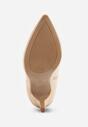 Jasnobeżowe Botki na Szpilce ze Szpiczastym Noskiem Reyi