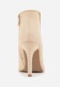 Jasnobeżowe Botki na Szpilce ze Szpiczastym Noskiem Reyi