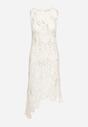 Biała Asymetryczna Bawełniana Sukienka z Koronki Kranea