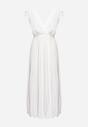 Biała Plisowana Sukienka z Bawełną i Wiskozą o Rozkloszowanym Kroju z Gumką w Talii Xefia