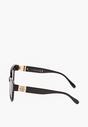 Czarne Okulary Przeciwsłoneczne ze Złotymi Aplikacjami i Cyrkoniami Tinarosse