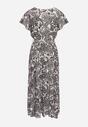 Czarno-Biała Sukienka z Kopertowym Dekoltem z Gumką w Talii i Materiałowym Paskiem Xelovia