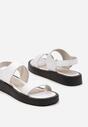 Białe Klasyczne Skórzane Sandały na Koturnie Kamadea