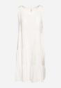 Biała Rozkloszowana Bawełniana Sukienka na Ramiączkach z Falbanami Nelmaira