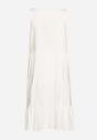 Biała Rozkloszowana Bawełniana Sukienka na Ramiączkach z Falbanami Nelmaira