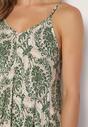 Zielona Asymetryczna Sukienka Bawełniana na Cienkich Regulowanych Ramiączkach Nelyndra